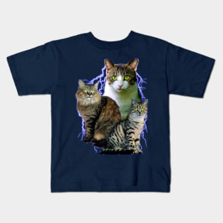 Lightning Cats - Vintage 90's Animal Design (it is so cool) Kids T-Shirt